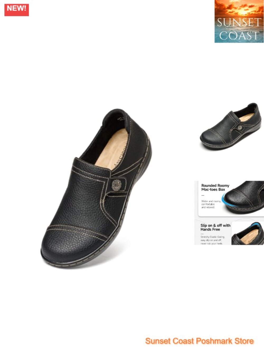 Women's Leather Loafers Comfortable Lightweight Slip-On Shoes